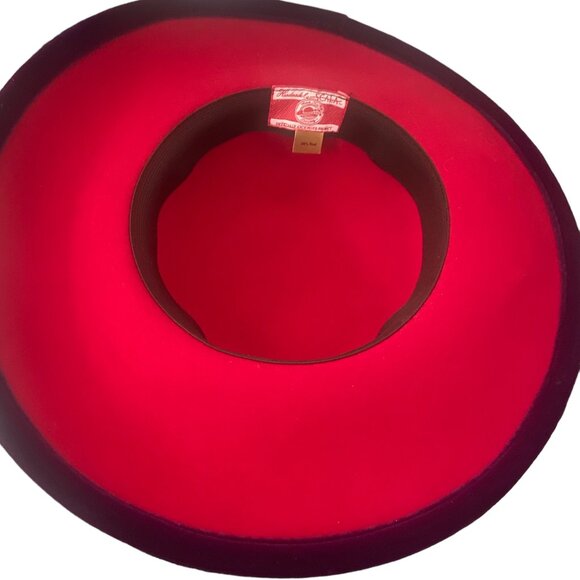 RARE SCALA Red Society Hat Velvet Purple Flower 100% Wool New Dorfman Pacific Co - Picture 3 of 5